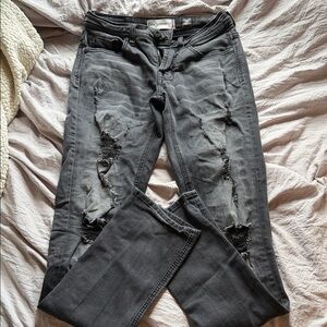Men's Charcoal Distressed Skinny Jeans